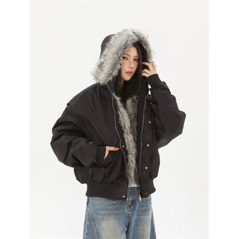 美式高级感连帽毛领座山雕外套男冬季夹克棉服潮M0220-P90图片