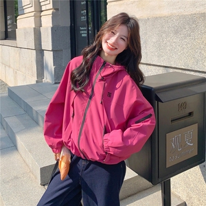 连帽冲锋衣外套女2025秋季新款韩版宽松休闲百搭小个子短款上衣潮图片