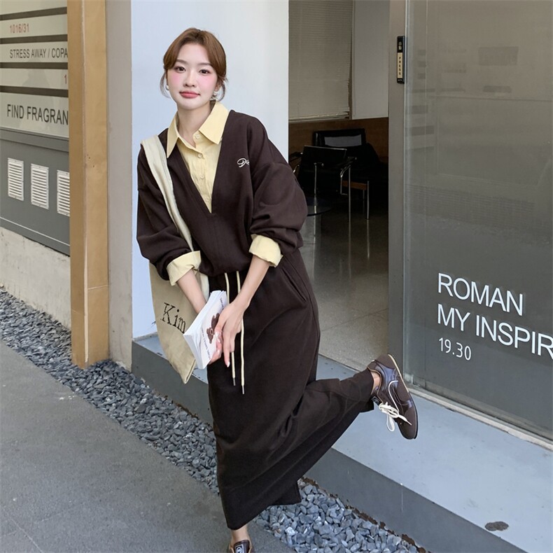 新品运动休闲套装上衣假两件+包裙5591-P175-K288,女装套装/套裙,2C275
