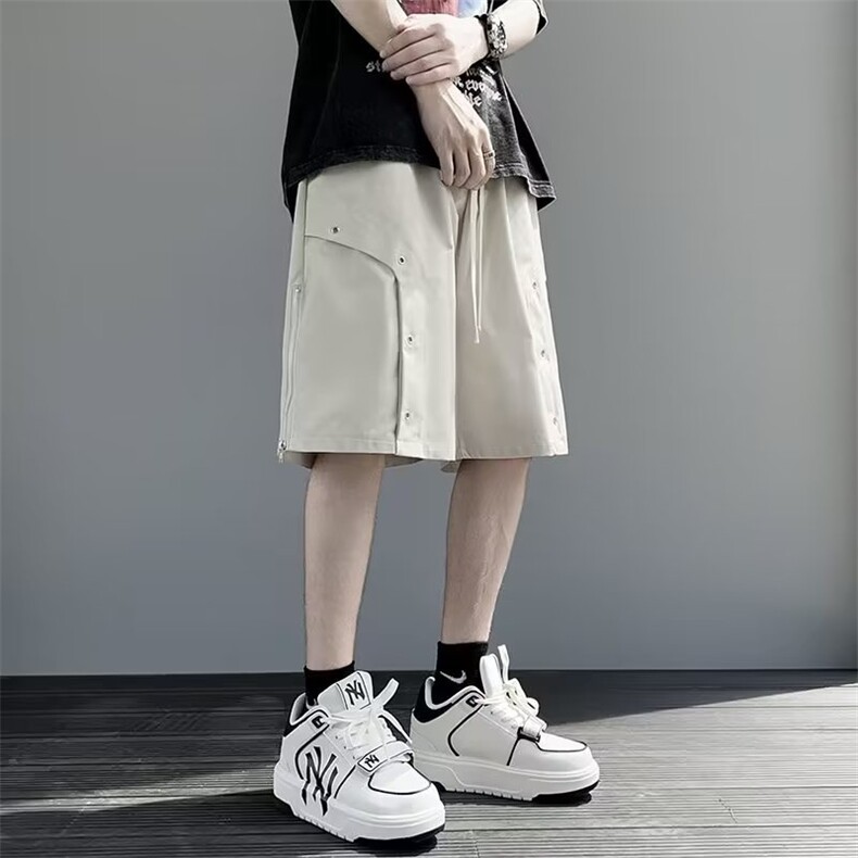 夏季潮牌拉链宽松阔腿五分裤日系复古设计感工装短裤男DK1055-P33,男装休闲裤,星座1109-3