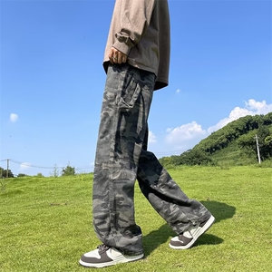 迷彩工装牛仔裤男春秋美式潮牌小众直筒裤高街 QK85 P52图片