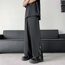 风冰丝坠感休闲裤男直筒个性显高长裤子KK575/P43，男装休闲裤，电商D202-1