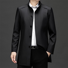 XL-F1399春秋新款男士中长款风衣立领外套简约通勤商务男装，男装风衣，电商B360