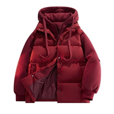 新款假两件棉服男加厚羽绒棉衣情侣款连帽拼色连帽外套M092-P75，男装棉衣，星座1403A