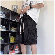 美式扎染印花工装短裤男夏季新款宽松休闲水墨风潮牌五分裤XKD05，男装牛仔裤，星座208-5
