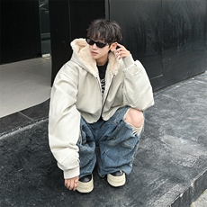 美式复古连帽棉衣男冬季座山雕加绒夹克棉服羊羔毛外套，男装夹克，星座410-7