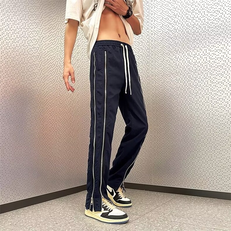 欧美拉链裤子高街ins潮美式vibe风休闲长裤男宽松直筒BK808-P43,男装休闲裤,星座1109-3