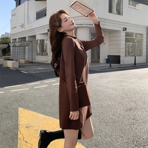 韩系高级感呢料马甲+针织打底套装女2026春装新款两件套裙图片
