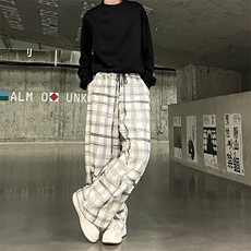 902-103-P45肌理感格纹休闲裤男2025卫裤搭配卫衣夹克牛仔裤子，男装休闲裤，星座902A