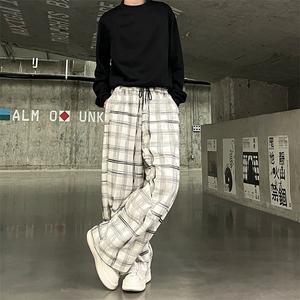 902-103-P45 肌理感格纹休闲裤男2025卫裤 搭配卫衣夹克牛仔裤子图片