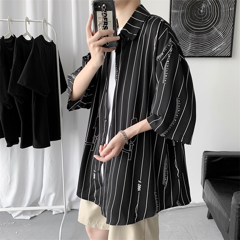 男短袖韩版潮流2024新款夏季宽松男士衬衣时尚外套A161-CT507-P45图片