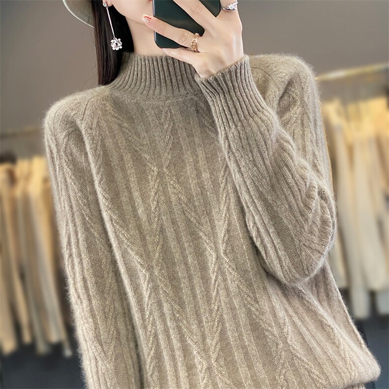 高级感软糯羊毛高领毛衣女秋冬加厚内搭打底针织衫上衣套头加厚,女装羊毛衫,蒙莲贝斯