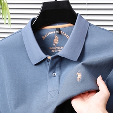 纯棉男士长袖t恤中年翻领秋衣男款体恤新款宽松大码polo衫男，男装Polo衫，电商B212（原钱塘6029）