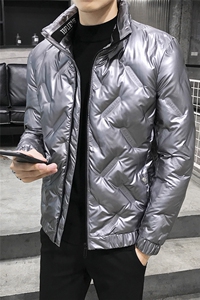 2020男士冬季亮面短款立领羽绒棉服帅气修身棉袄4002-MY8015图片