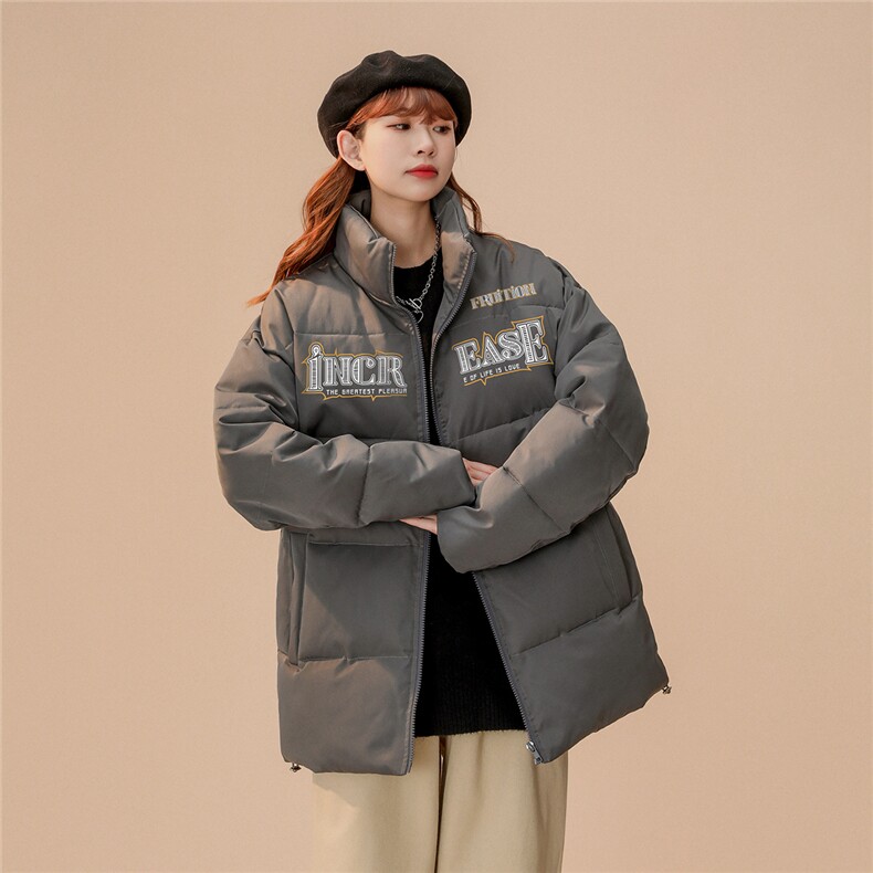 中性风22秋冬新款潮牌字母印花立领面包服棉衣外套MY64P85控99,男装棉衣,A247A