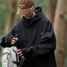 春秋季日系户外登山冲锋衣外套男潮牌机能工装连帽夹克W7871-P55，男装夹克，星座512-4