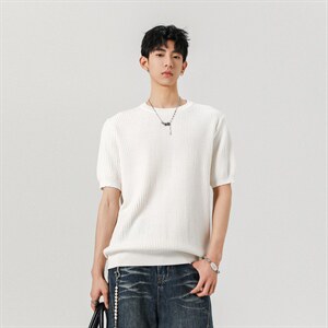 2026夏 100棉华夫格老钱肌理感正肩针织短袖T恤 TTMT05-特P45控78，男装T恤，星座1315