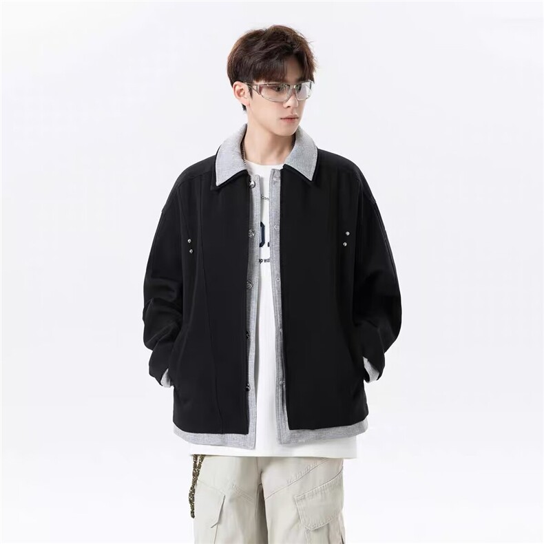 2025美式拼接工装外套男秋新款宽松飞行夹克休闲上衣W6862-P73,男装夹克,星座412-3