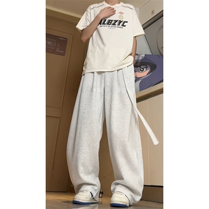 A2003TP55控98-夏季新款2025潮流飘带设计感裤子男宽松垂感休闲裤图片