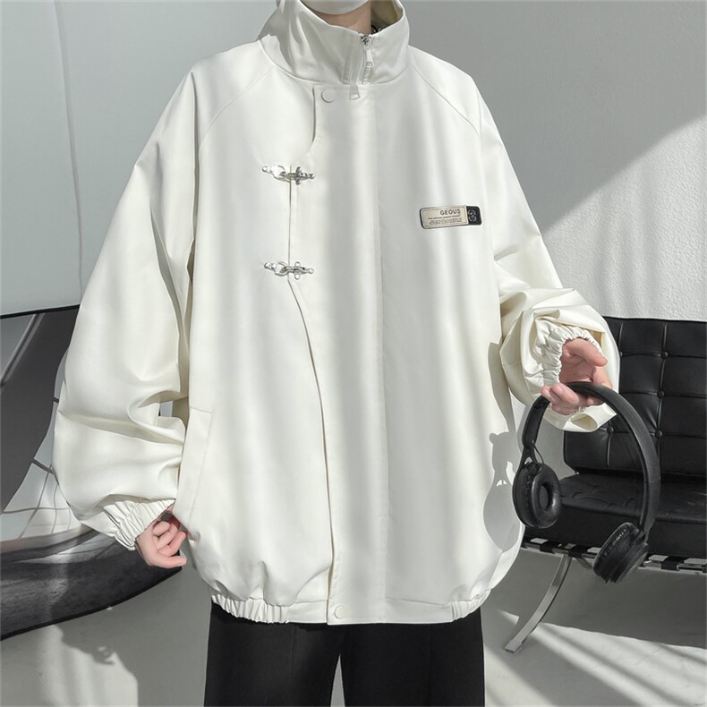 JK102/P65春装现货新款设计感金属飞机扣夹克男防水大码宽松外套，男装夹克，电商基地A050
