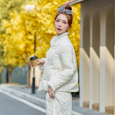 【bao款现货】2026新款冬装亮片盘扣新中式羽绒服白鸭绒真水貂毛，女装羽绒服，雅静靓衣