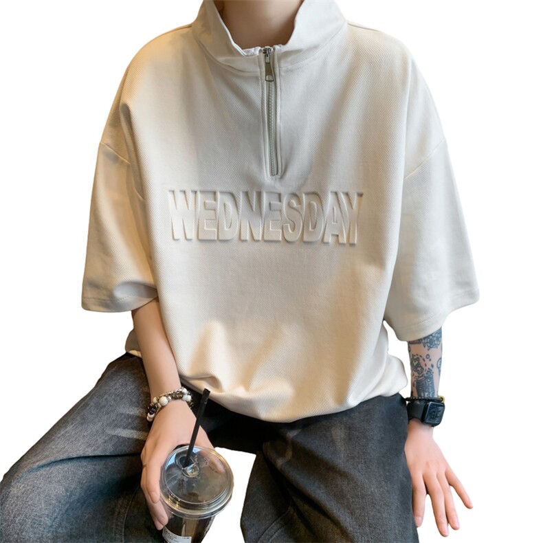 量大优供视频半高领拉链钢印短袖t恤polo衫男KT501-特P28,男装Polo衫,电商B371