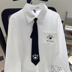 秋季卡通印花长袖(带领带)衬衫男女2222/P45图片