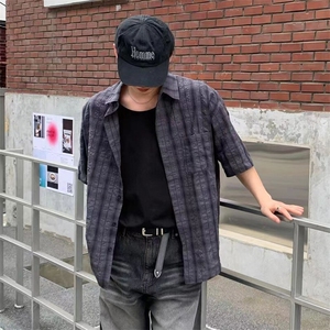 夏装~男式短袖衬衫宽松格子衬衣薄款透气薄外套 XZ716ACS100P45图片