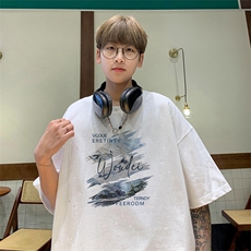 可48小时发货支持抖音得物来样二开美式满天星亮片短袖T恤MTX723，男装T恤，电商A486-1