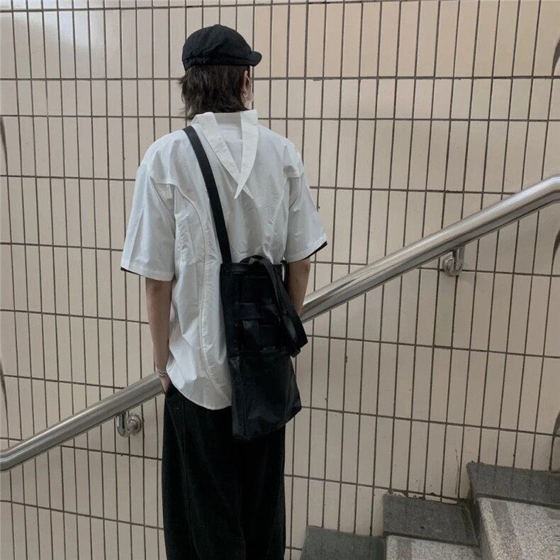 CS3132p75限98休闲复古设计感夏季休闲方领衬衫,男装衬衫,电商A089-1