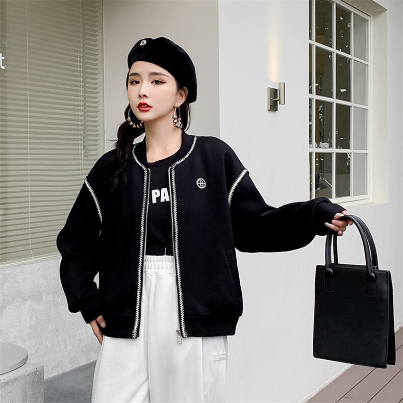 2024年春秋季棒球服外套女小个子新款韩系洋气小众独特别致上衣,女装短外套,美沁