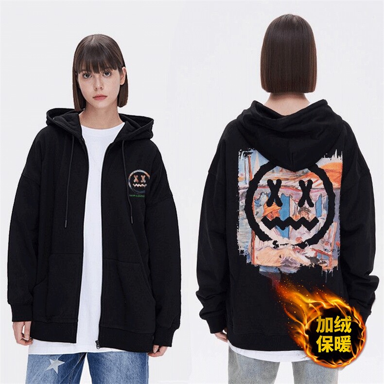 小恶魔笑脸莫奈开衫卫衣1611B-WT01-P68加绒元，男装卫衣，星座1611B