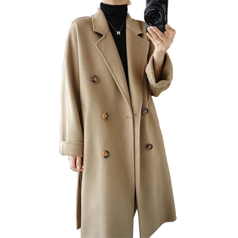 2024秋季新款羊毛呢子大衣女中长款外套，女装毛呢外套，豪顺羊绒