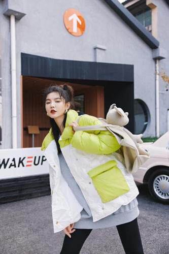 2021冬撞色羽绒服，女装羽绒服，YOUER DENG