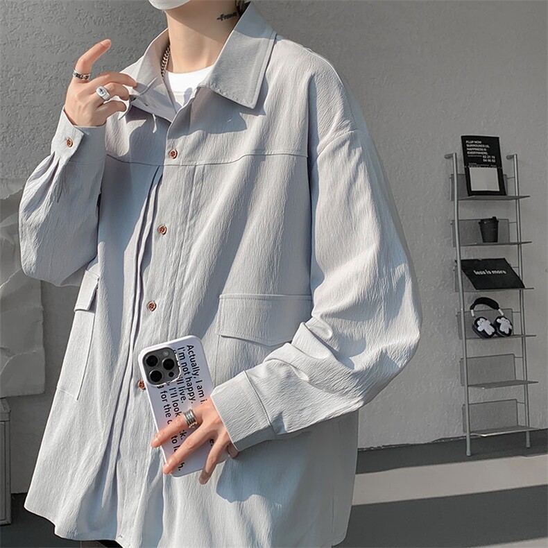现货 CS1123 特P32 控68 高品质男士衬衫长袖宽松百搭大码衬衣图片