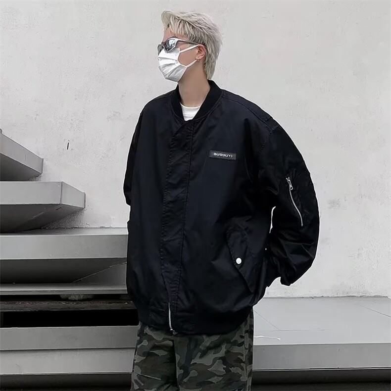 美式潮牌复古飞行员棒球服夹克男女春秋街头J866P75,男装夹克,星座1116-2