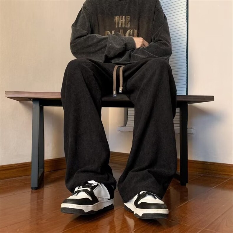 贴标美式重磅裤子男款垂感阔腿长裤00克抗崩灯芯绒XK92P35,男装休闲裤,星座1116-2