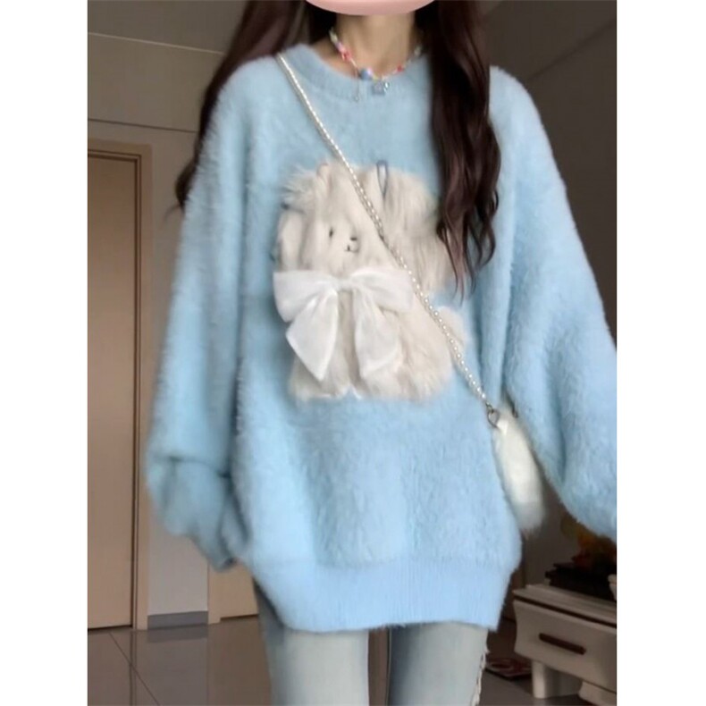 美式复古毛绒提花毛衣女秋冬新款软糯加厚慵懒宽松上衣M6150，男装针织衫/毛衣，星座1116A（原606A-3）