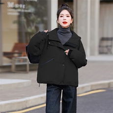时尚新款冬季女装宽松休闲连帽羽绒棉棉衣外套，女装棉衣/棉服，江南富贵女