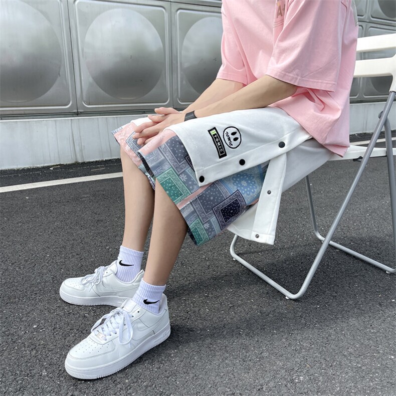 2025夏季港风大码腰果花排口刺绣笑脸假两件短裤M-5XL-DK2202-P45,男装牛仔裤,星座417-1（原电商B245）
