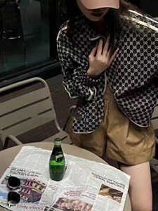 2022新款欧货洋气立领拼织带外套,其它,L·H·X