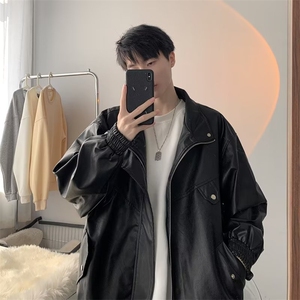 美式pu皮衣外套男款春秋季痞帅高级感机车褂子飞行员夹克 PJ19图片