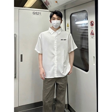 抖音得物高品质夏季冰丝休闲衬衫美式垂感宽松衬衫短袖ADT2102，男装T恤，电商A443