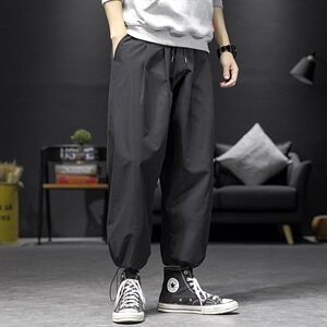 2021春季大码男日系沙发墙宽松潮流抽绳束脚九分休闲裤K2021-P35图片