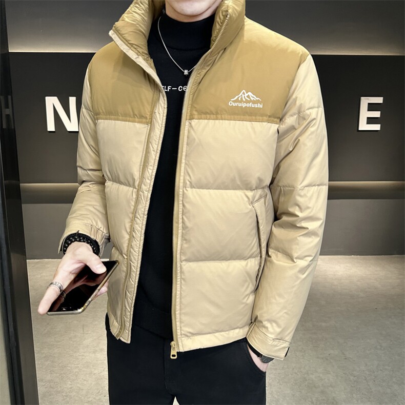 冬季新款立领皮羽绒服男拼接短款外衣保暖羽绒外套Y23982-P145,男装羽绒服,电商A239