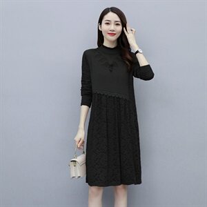 2020冬季新款仿貂绒拼蕾丝花边领烫钻加绒打底衫（配饰品）图片