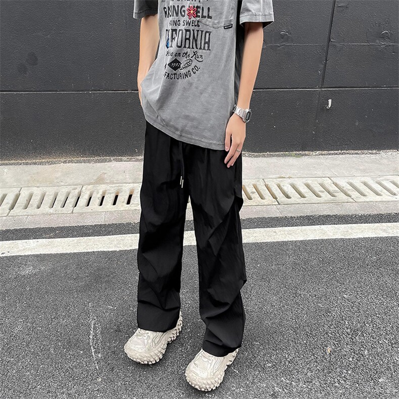 夏季冰感伞兵裤男百搭宽松高街褶皱休闲长裤美式潮牌B8488-P36,男装休闲裤,星座1008