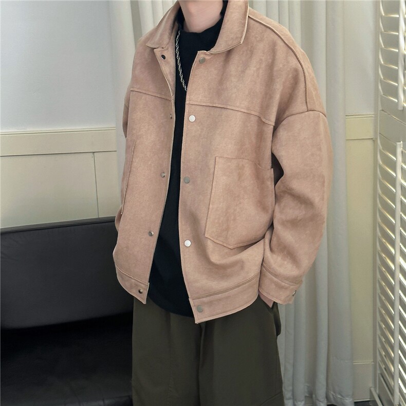 现货-设计感时尚鹿皮绒外套男宽松休闲呢子夹克A351-A130-P125,男装夹克,电商A351