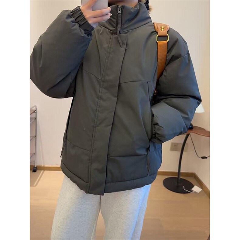 现货美式高街休闲夹克冬季立领纯色三防户外工装加厚棉服外套图片