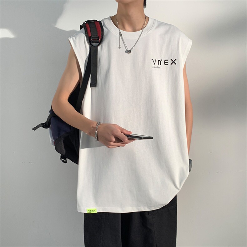 夏季港风t恤男宽松大码纯棉运动背心坎肩潮牌无袖BX007P25,男装背心/马甲,星座1204-3